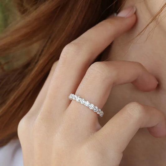 14k Gold Round Diamond Full Eternity Ring Basket Setting 2.25ctw
