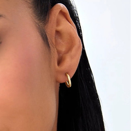 14k Yellow Gold Plain Polished Hoop Earrings 2mm Width 12.25mm