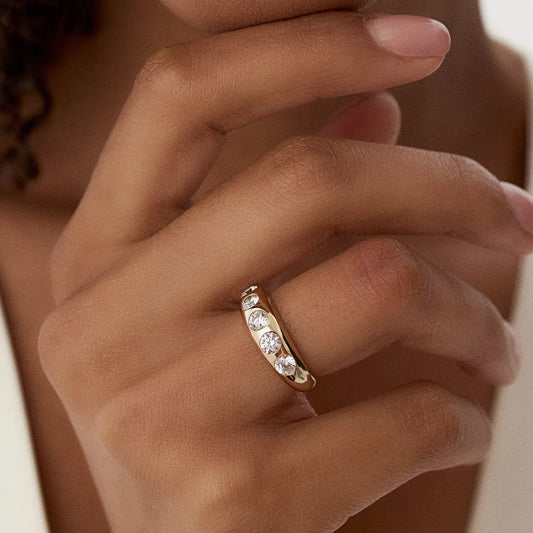 14K Solid Gold Round Diamond 0.90 Carat Dome Chunky Statement Ring