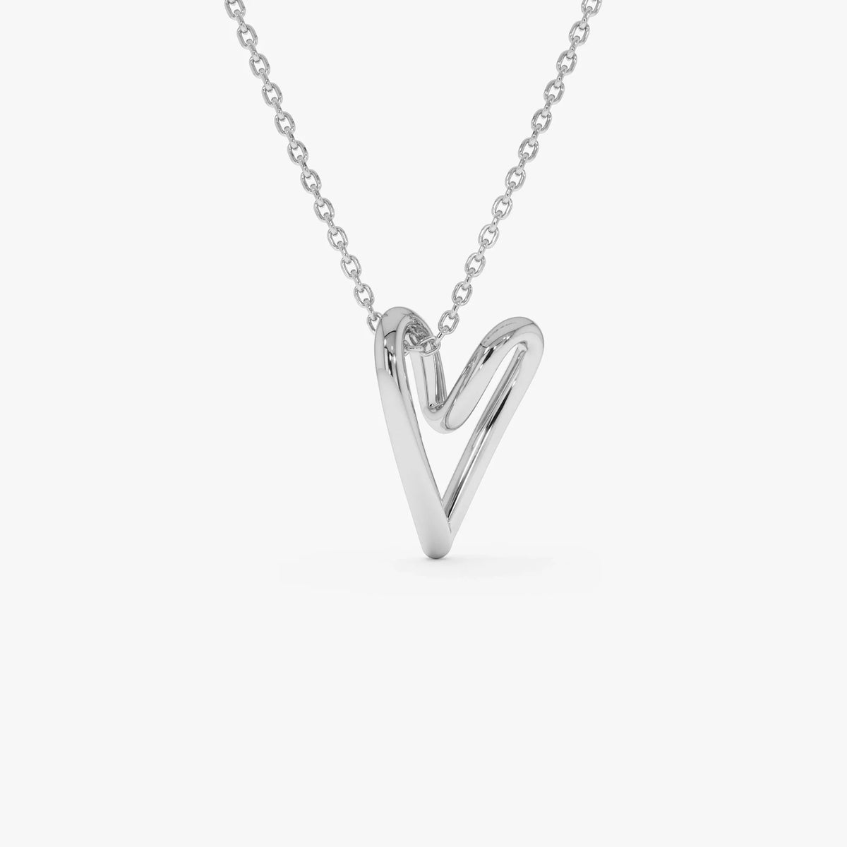 14k Solid Gold Abstract Open Heart Pendant Necklace