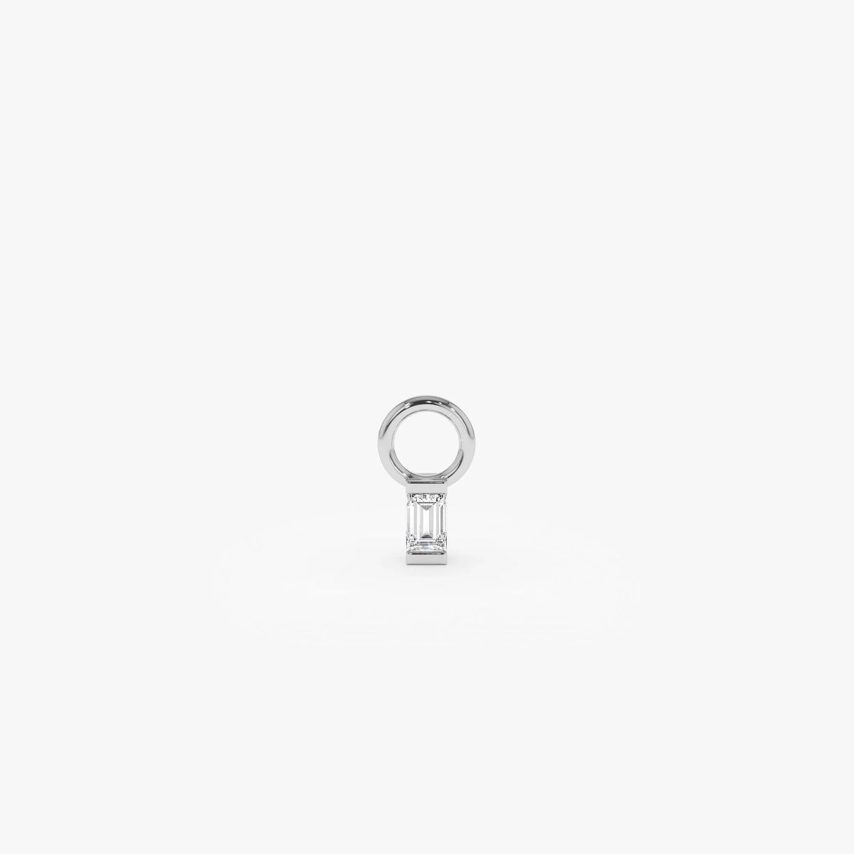 14k Gold Diamond Baguette Cut Single Hoop Earring Charm 0.04 ctw