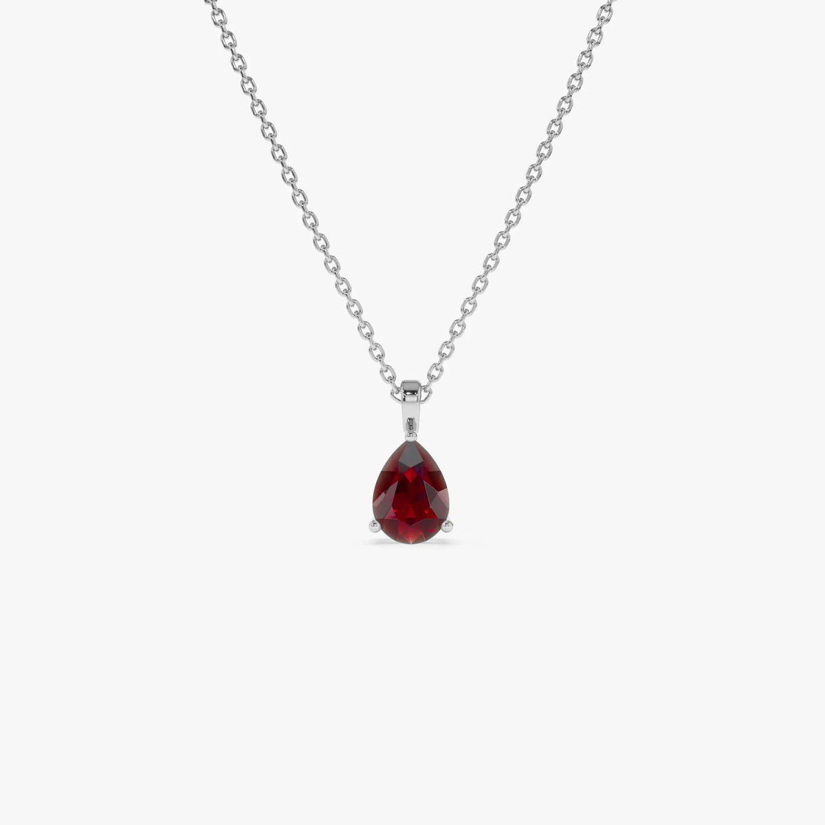 14k Solid Gold Garnet Pear Shaped Solitaire Necklace 0.81 Carat