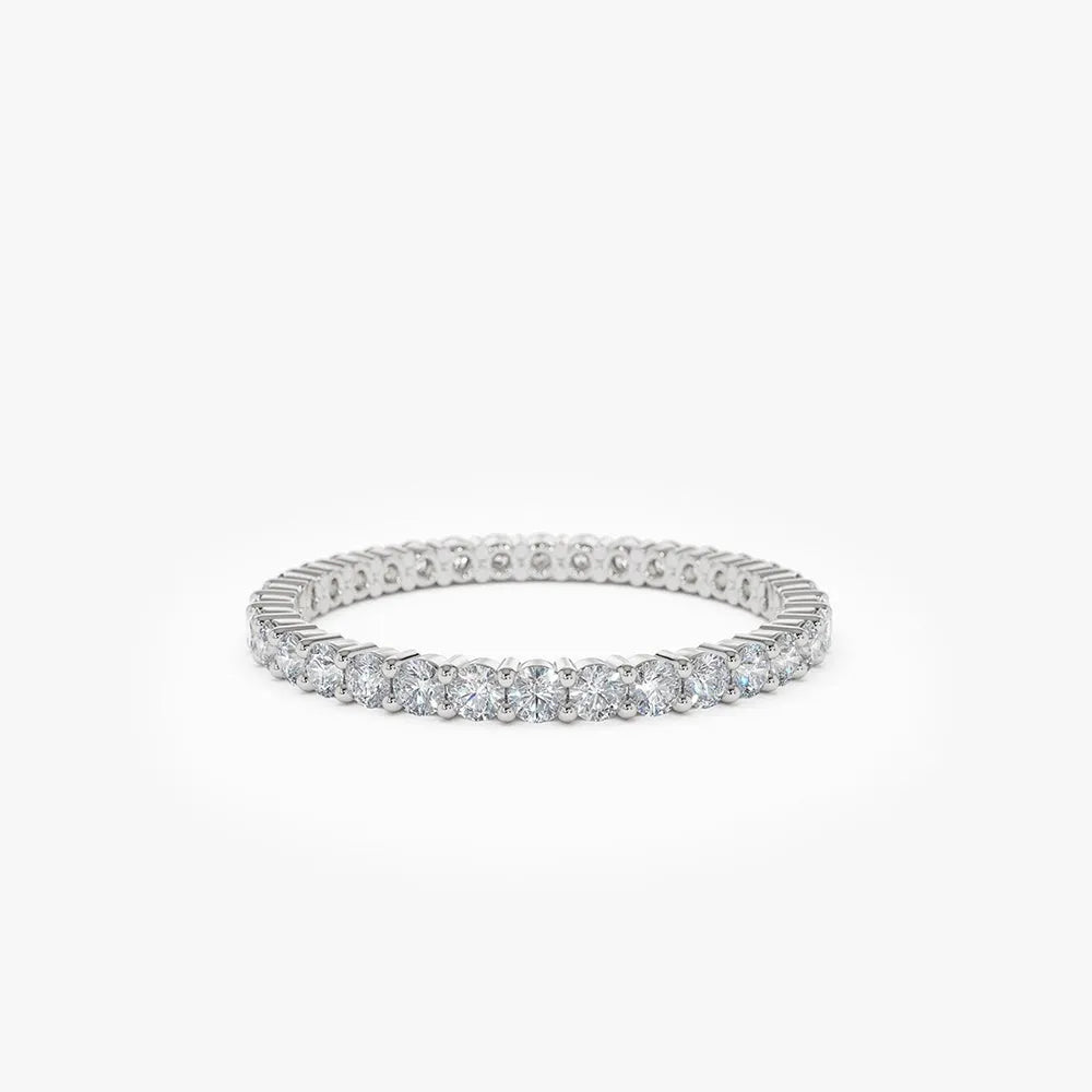 14k Gold 0.95ctw Round Diamond Prong Setting Eternity Ring