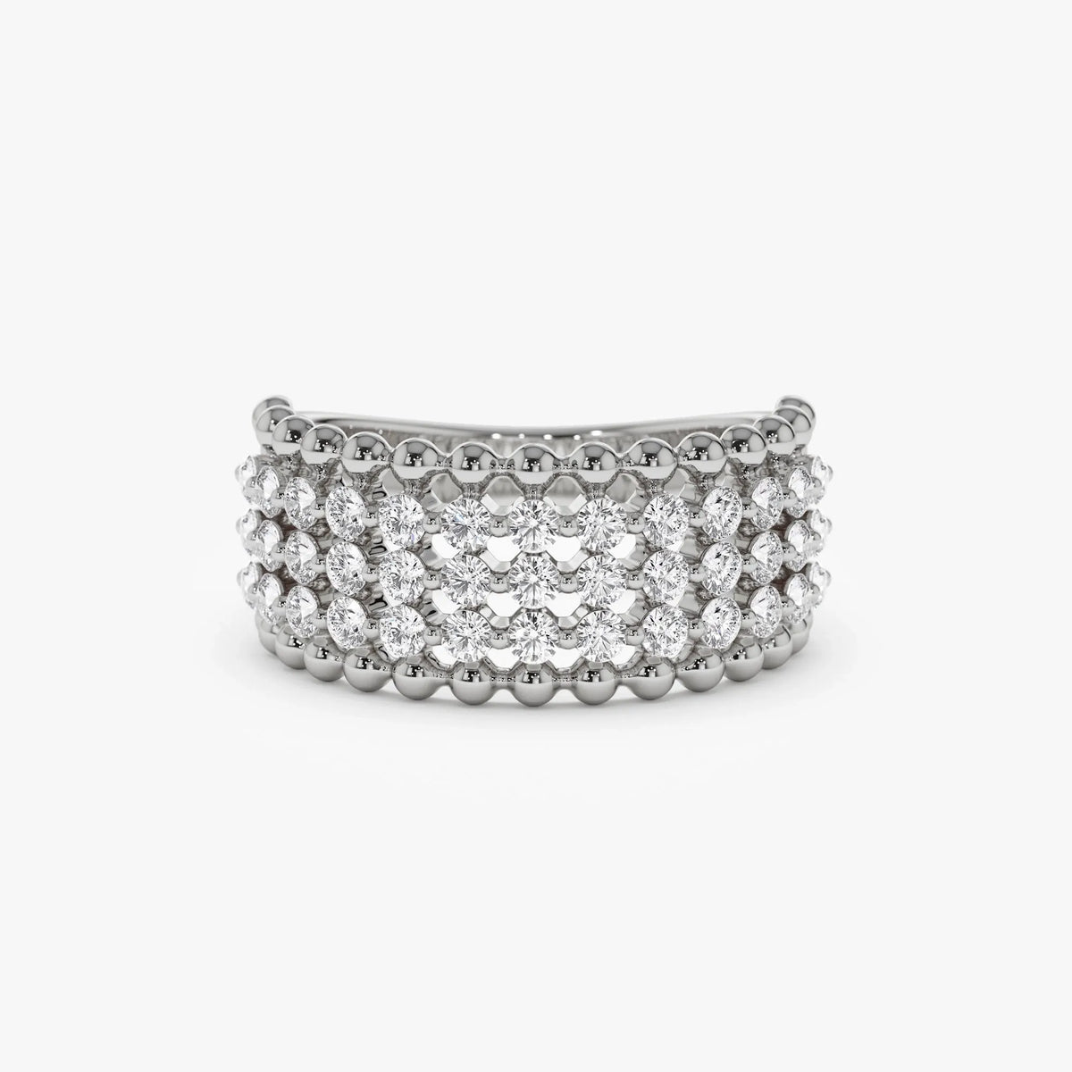 14k Solid Gold Round Diamond 0.82 Carat Floating Bubble Band Ring