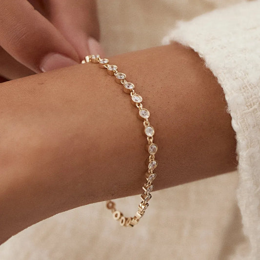 14K Solid Gold 1.85 CTW Round Diamond Bezel Set Tennis Bracelet