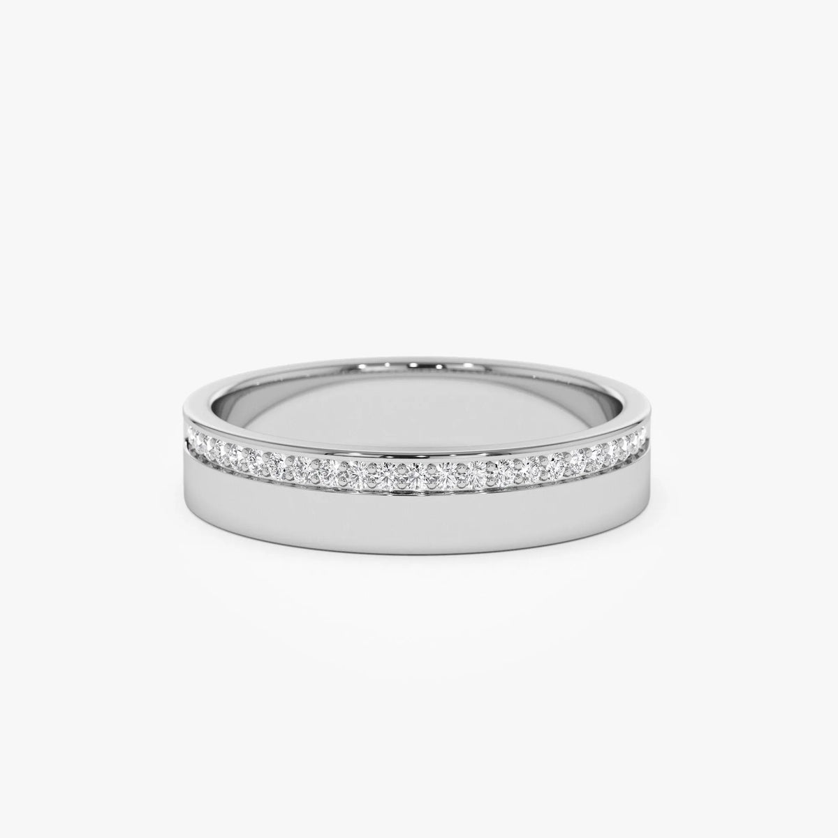 14K Gold Round Diamond Half Eternity Wedding Band 4mm 0.12 Carat
