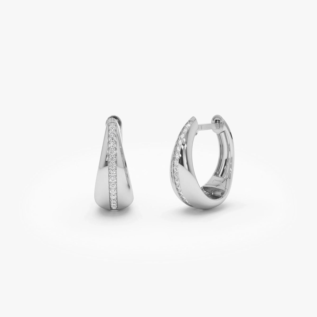 14k Solid Gold Diamond Round Cut Teardrop Hoop Earrings 0.16 ctw