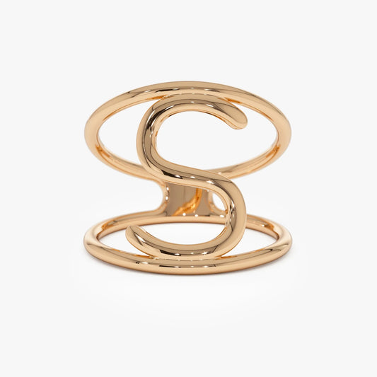 14K Solid Gold Personalized Initial Ring Custom Jewelry