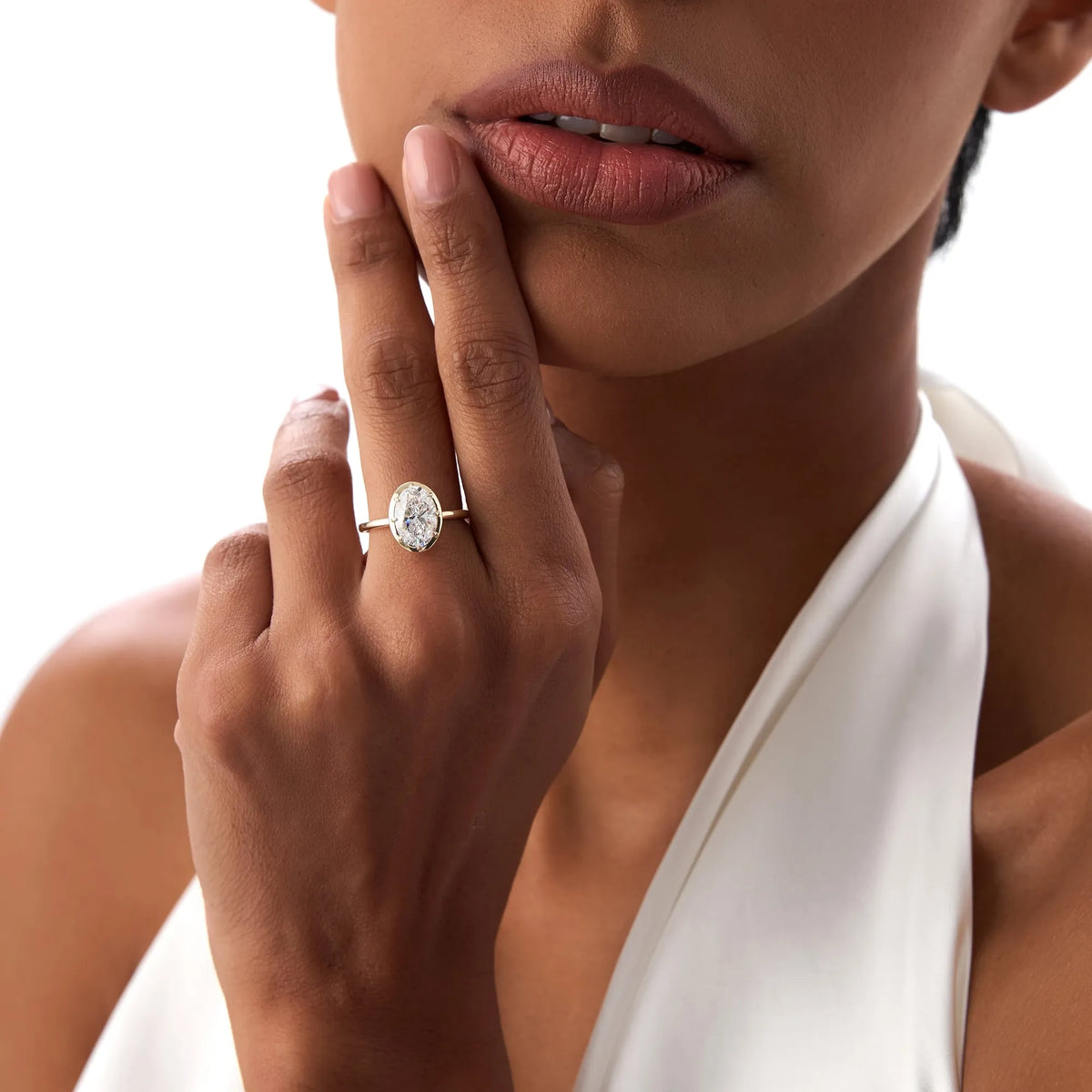 14k Gold 2.00 Carat Oval Lab Grown Diamond Claw Prong Engagement Ring IGI Certified