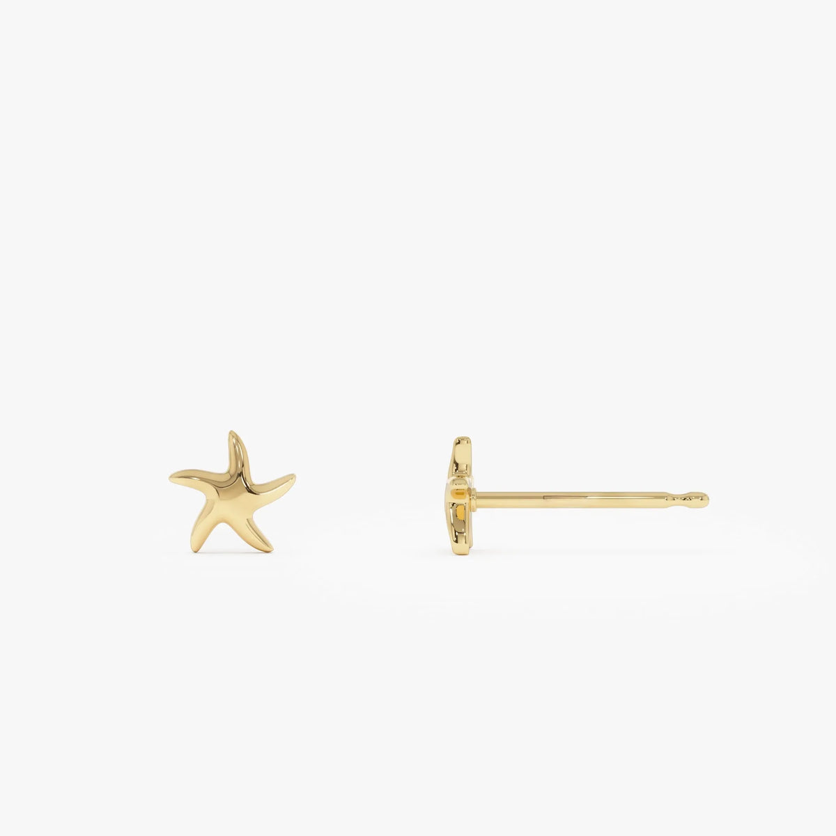 14k Solid Gold Starfish Stud Earrings Minimalist Nautical Ocean Jewelry
