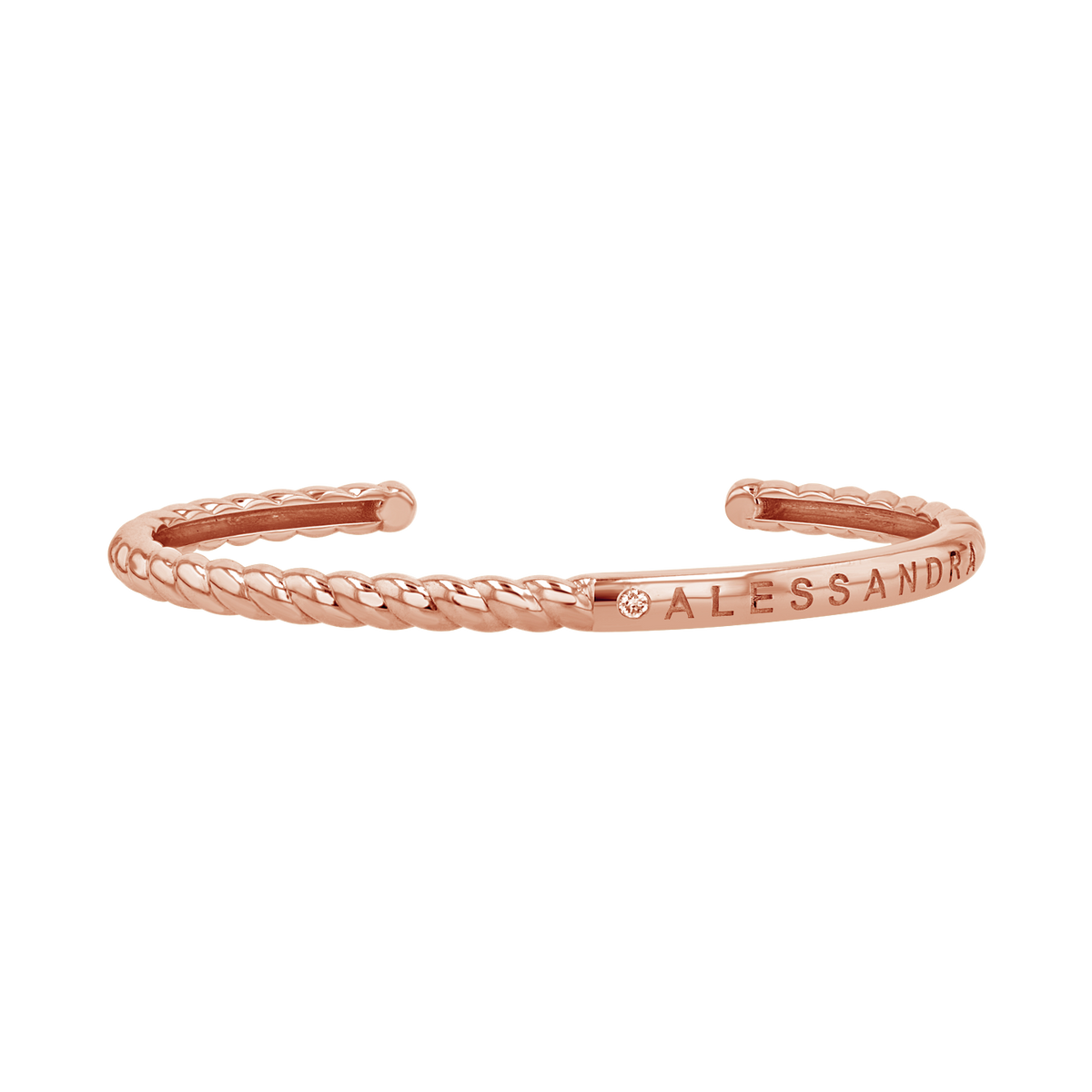 Diamond Solitaire Engravable Twist Name Cuff