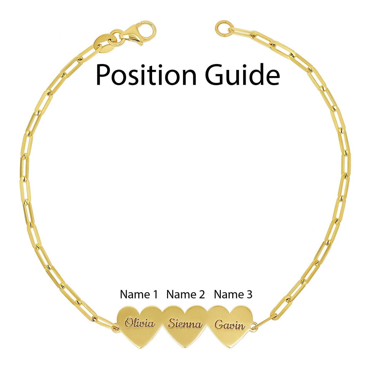 Engravable Multi Heart Paperclip Bracelet