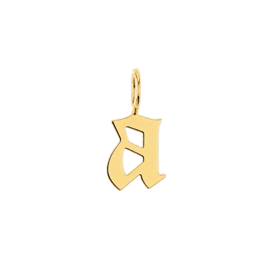 Gothic Old English Solid Initial Letter Charm