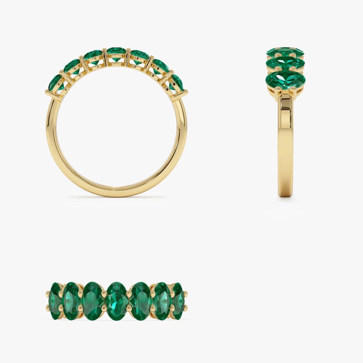 14K Solid Gold Oval Emerald Basket Setting Ring 2.22 CTW Handcrafted Custom Jewelry