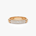 14K Solid Gold Round Diamond 0.30ctw Three Row Pave Band