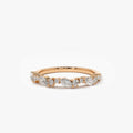 14k Gold 0.59 ctw Marquise and Round Diamond Cluster Stackable Wedding Ring Prong Setting