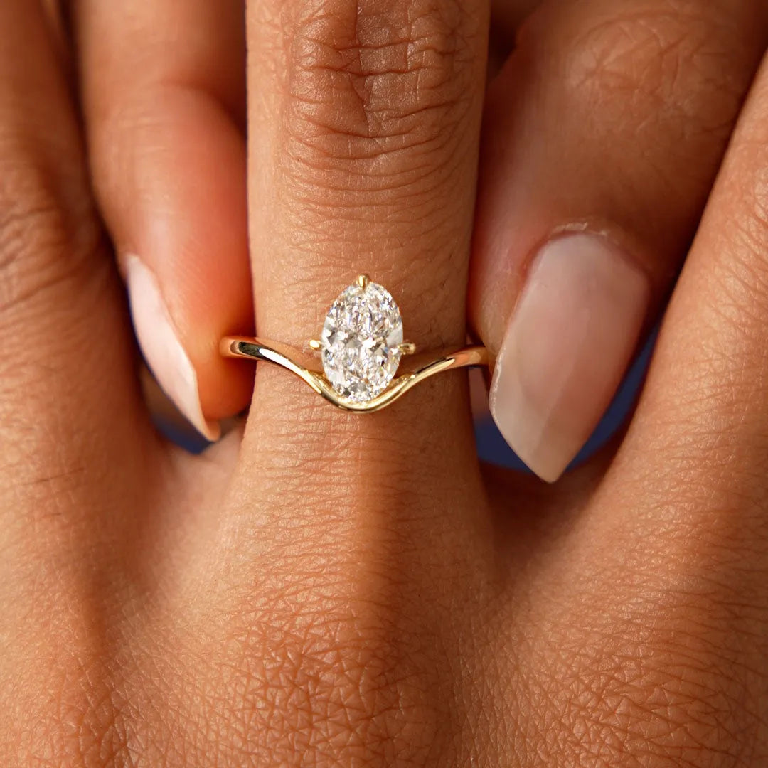 14k Gold Lab Grown Diamond 1.00 Carat Oval Cut IGI Certified Designer Setting Nerissa Ring