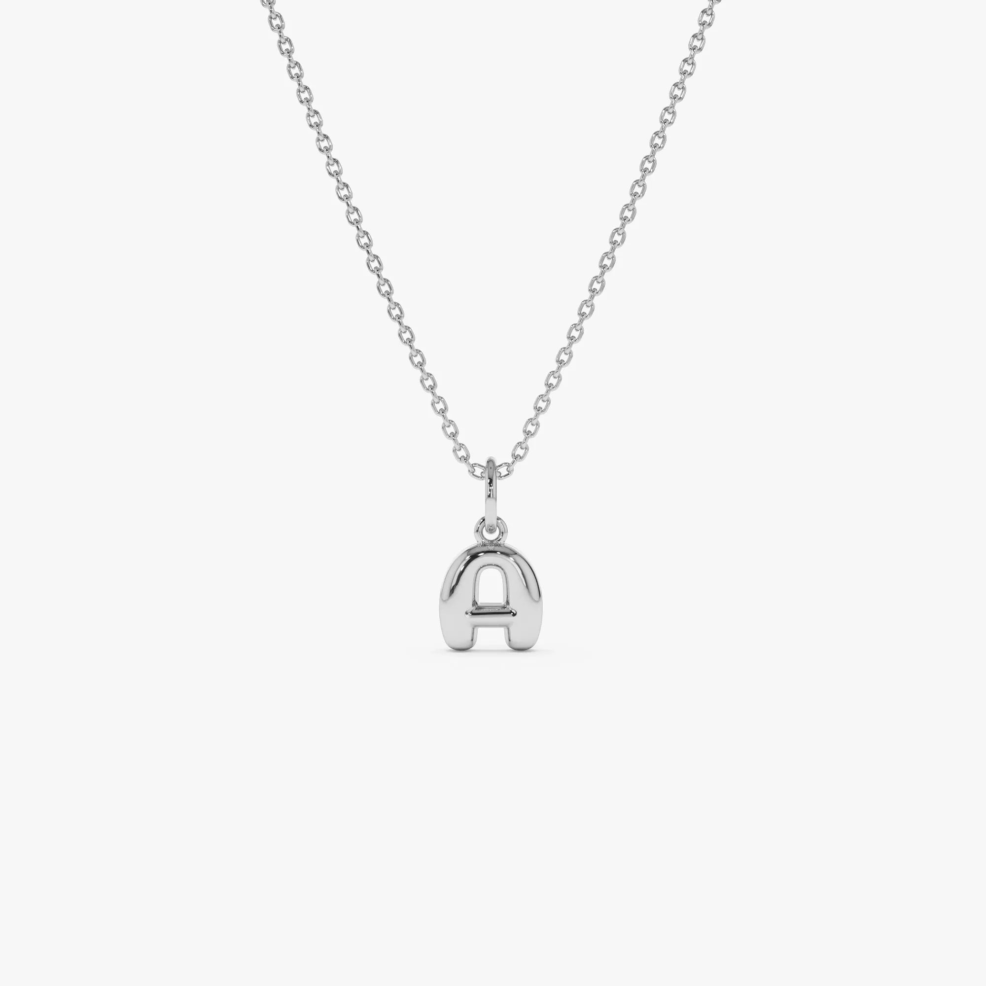 14k Solid Gold Initial Bubble Letter Pendant Necklace