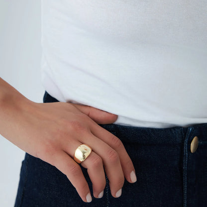 14k Solid Gold Chunky Graduated Dome Statement Ring