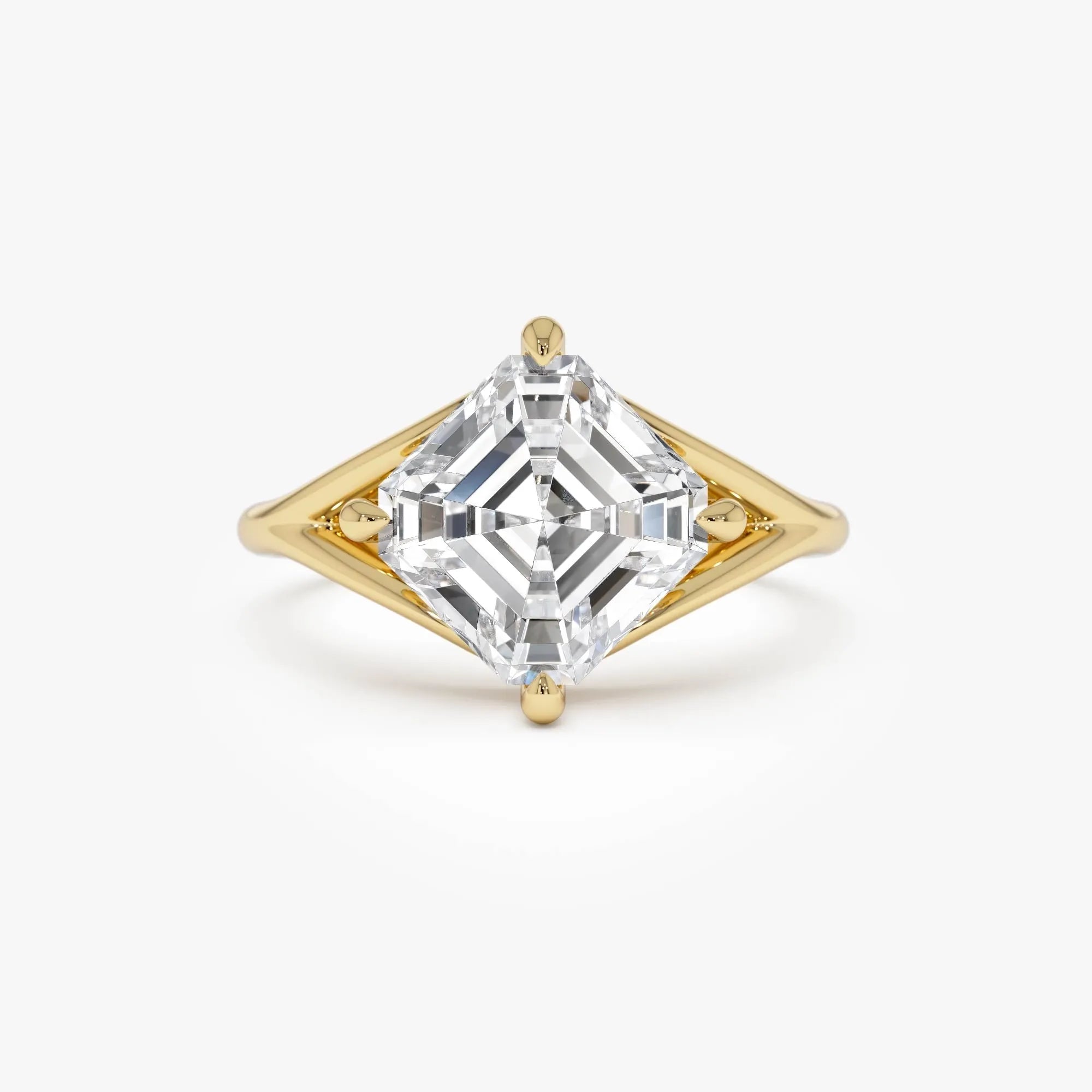 3.00 Ctw Asscher Cut Lab Grown Diamond Engagement Ring in 14K Gold