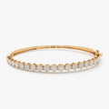 14K Solid Gold 1.15 CTW Round Diamond Cluster Bangle