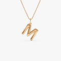 14k Solid Gold Initial Charm Pendant Necklace Everyday Style