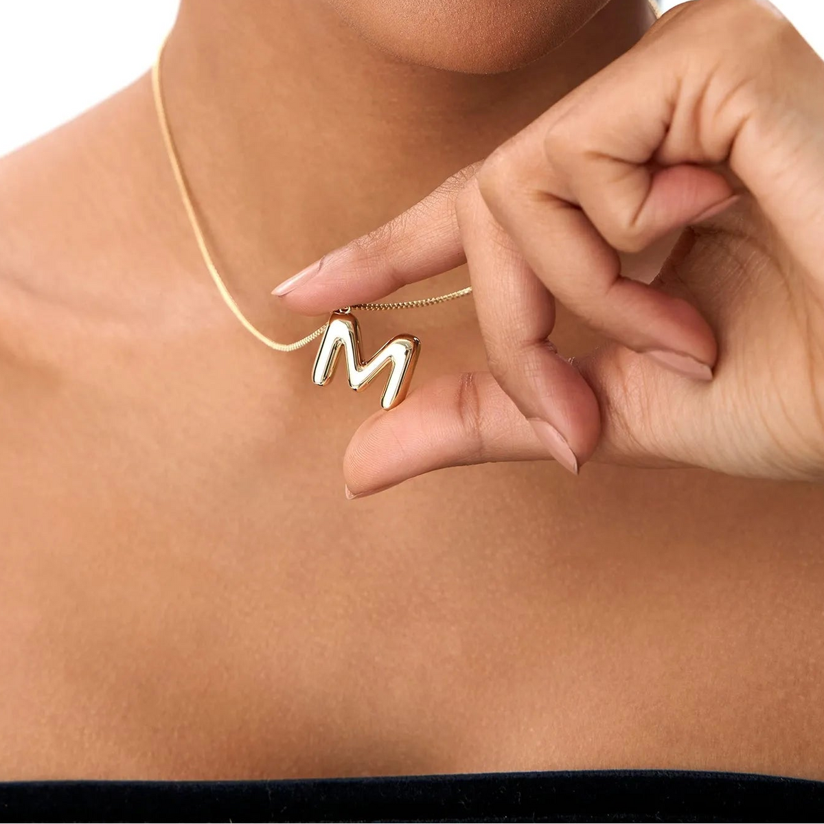 14k Solid Gold Balloon Initial Letter Pendant