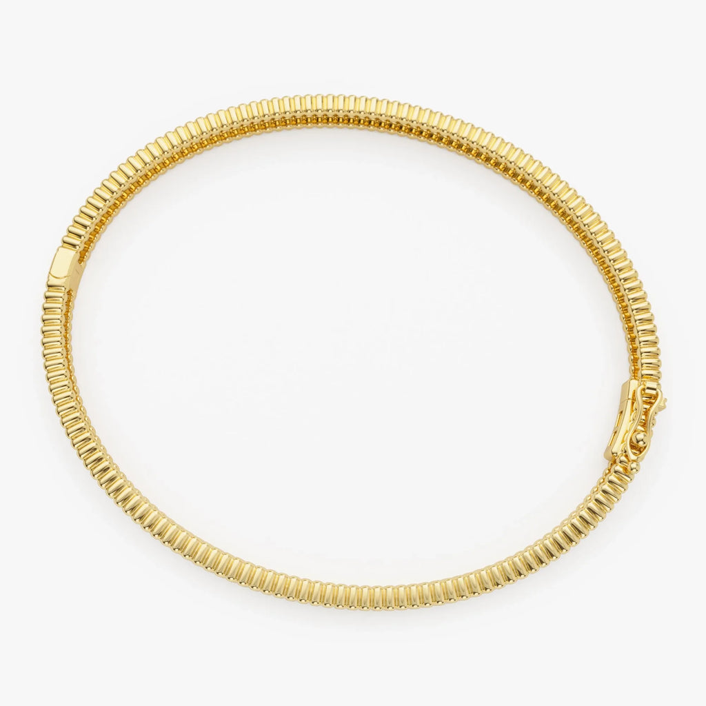 14K Solid Gold 0.97 CTW Round Diamond Milgrain Bangle