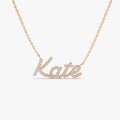 14K Solid Gold Round Diamond Personalized Name Necklace 0.15 CTW Per Letter