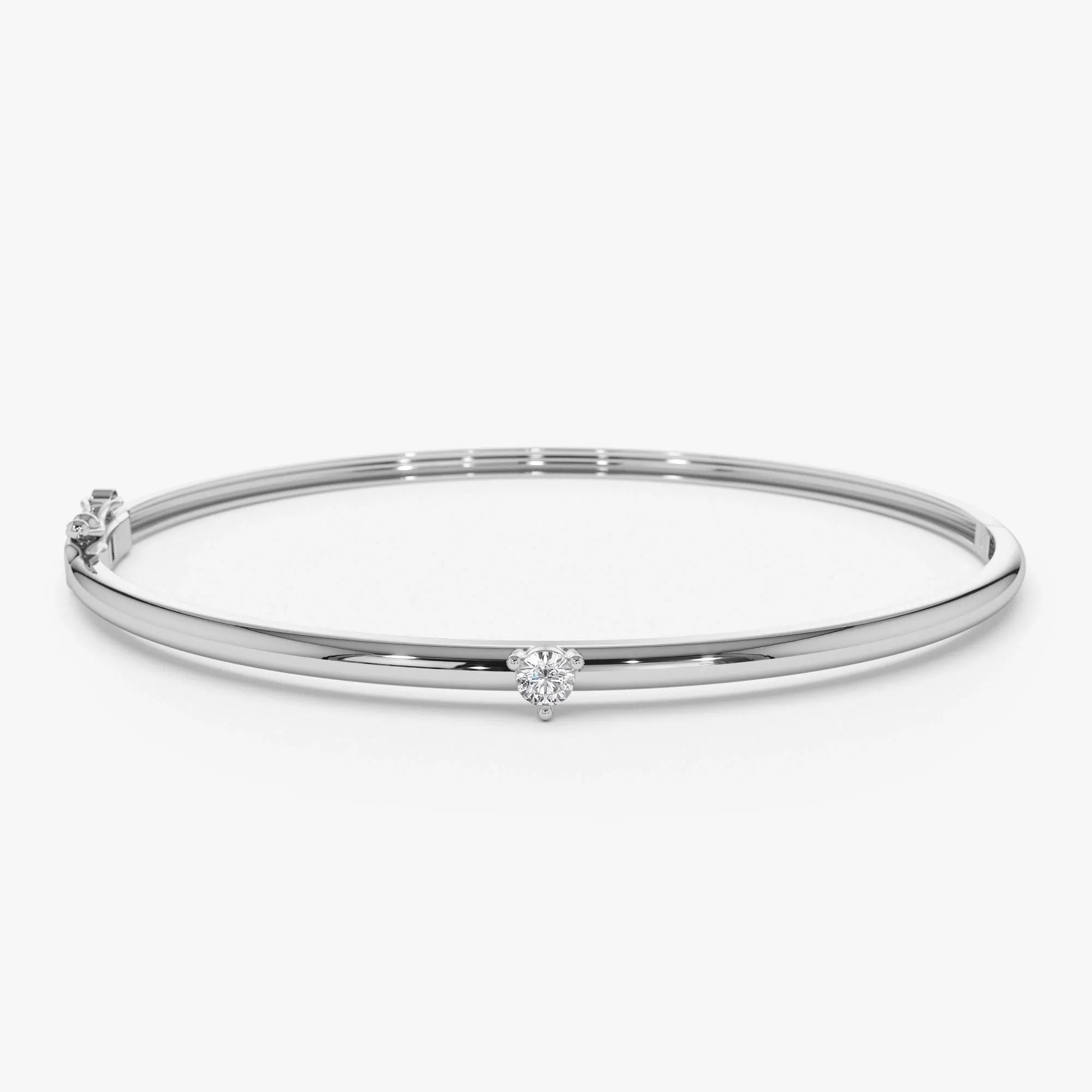 14K Solid Gold 0.30 CTW Round Diamond Solitaire Prong Set Bangle
