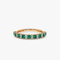 14K Solid Gold Princess Cut Emerald and Baguette Diamond Ring 0.73 CTW Handcrafted Jewelry