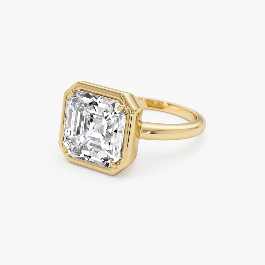 5.00 Ctw Asscher Cut Lab Grown Diamond Engagement Ring in 14K Gold