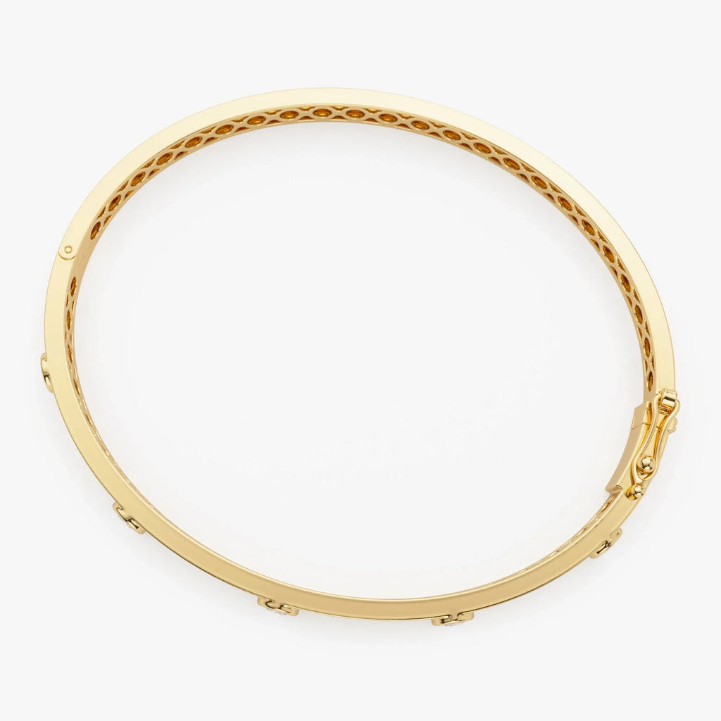 14K Solid Gold 0.50 CTW Round Diamond Five Stone Bangle