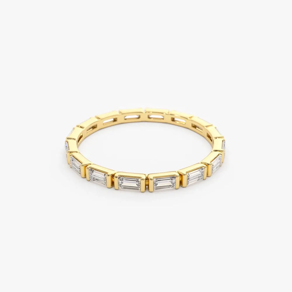 14k Gold 0.64 Carat Baguette Diamond Bar Setting Eternity Ring