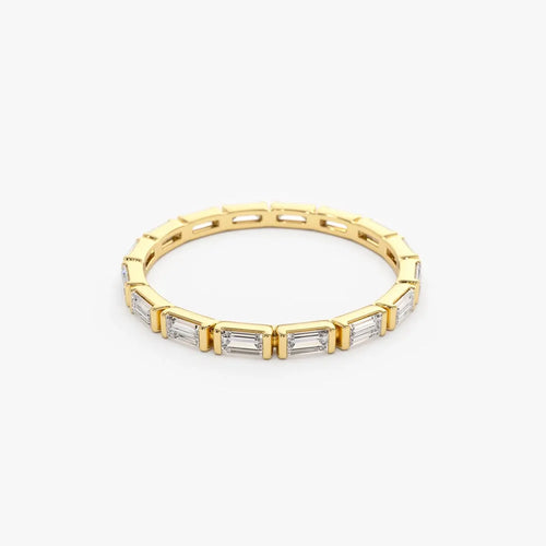 14k Gold 0.64 Carat Baguette Diamond Bar Setting Eternity Ring