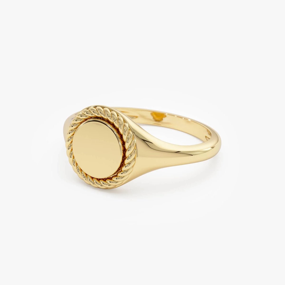 14k Gold Rope Border Oval Signet Ring Wide Graduated Band