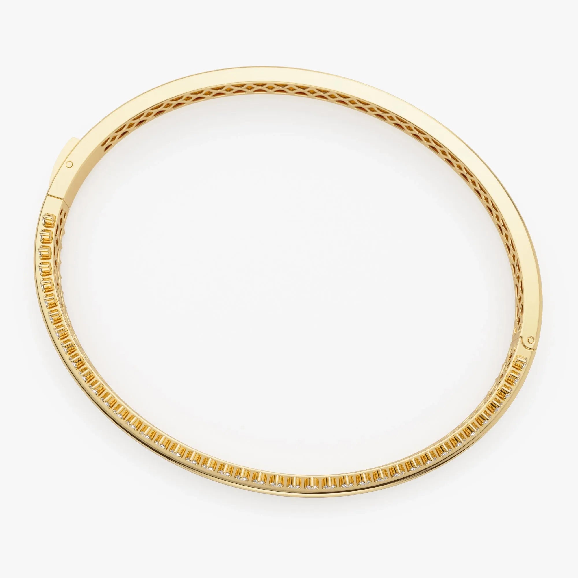 14K Solid Gold 0.85 CTW Round Diamond Statement Prong Set Bangle