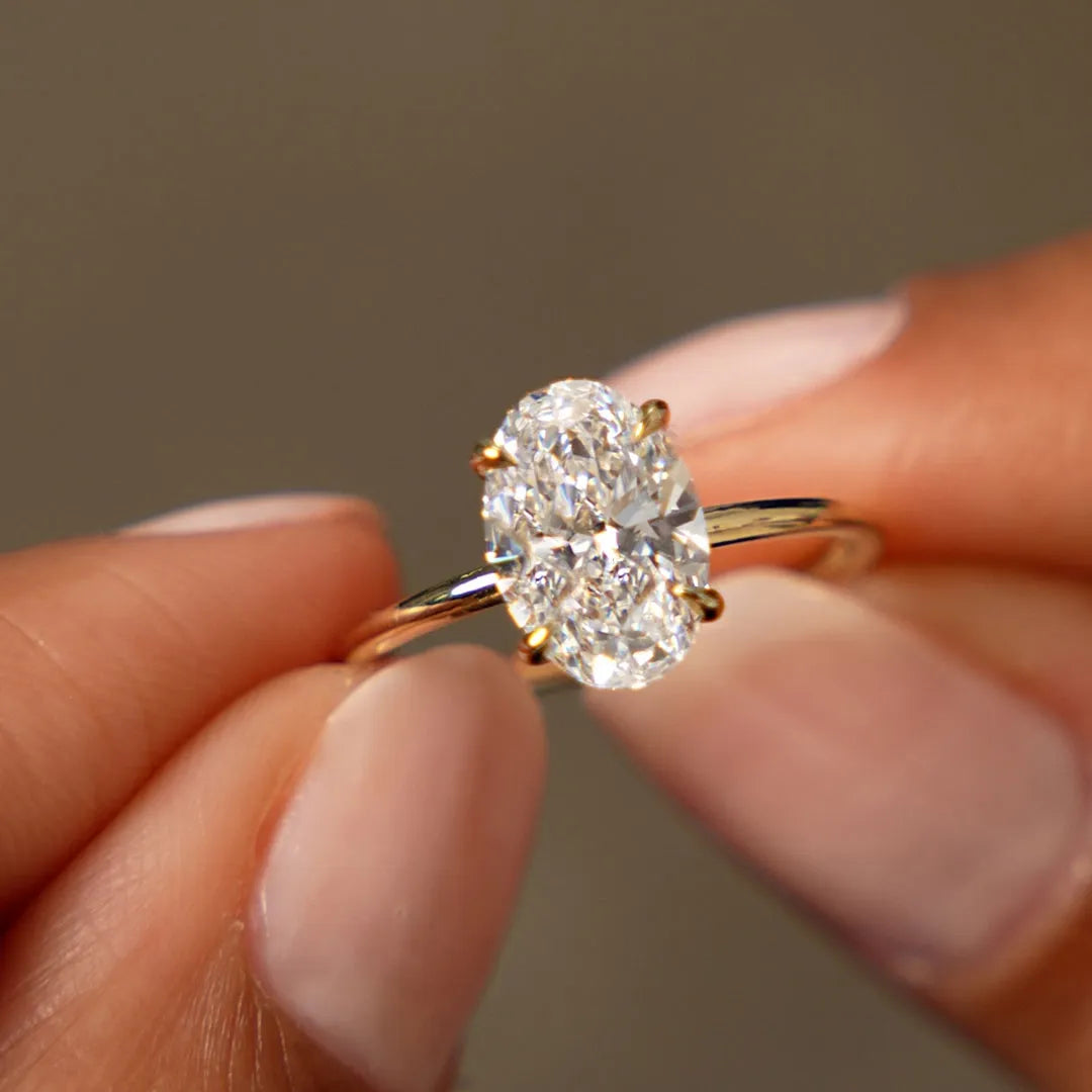 14k Gold 2.00 Carat Oval Cut Lab Grown Diamond Prong Setting Engagement Ring Odessa