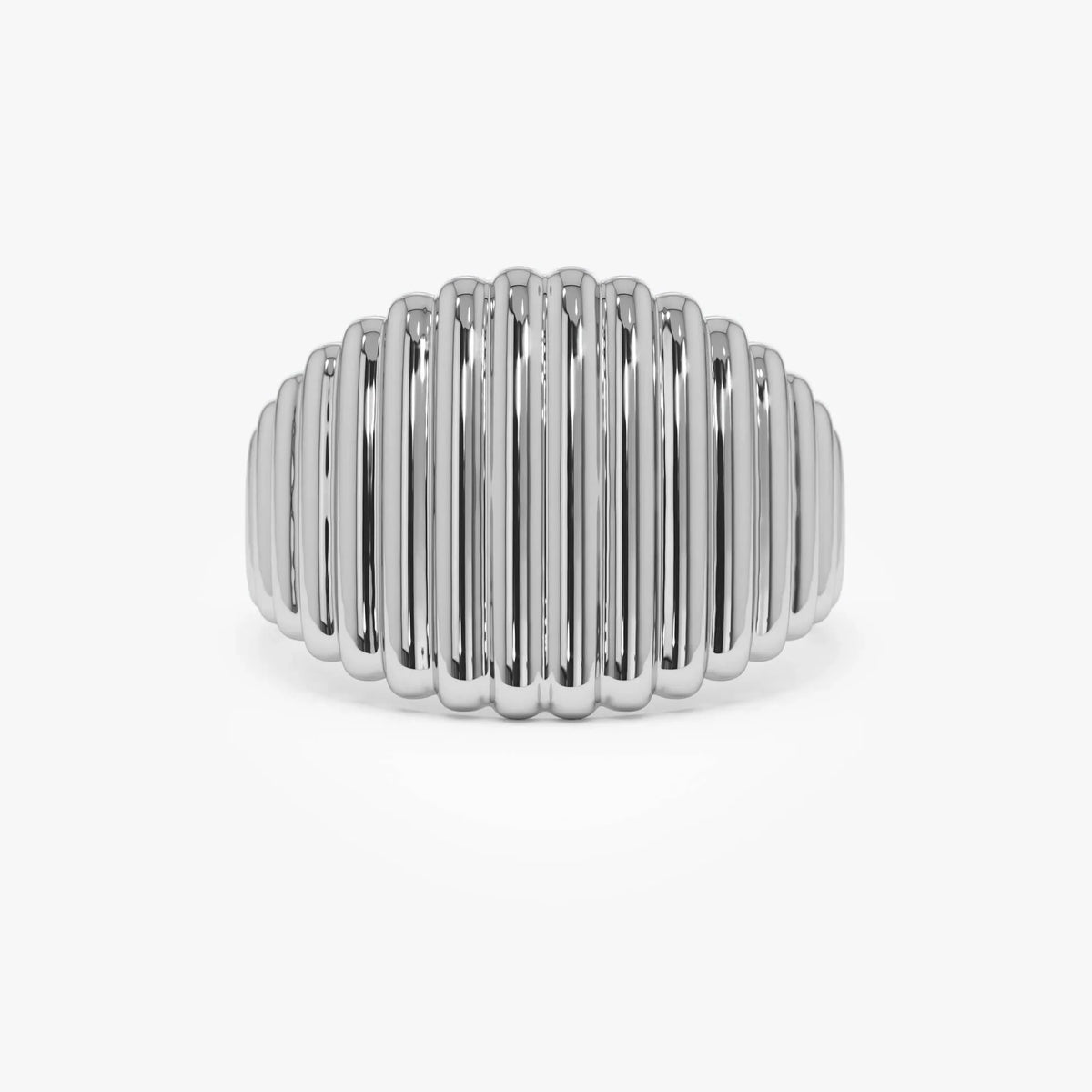 14k Gold Tapered Ribbed Statement Ring 14mm Wide Graduated Band