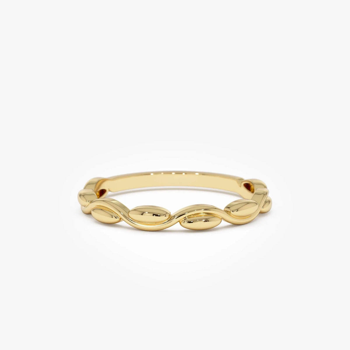 14k Gold Oval Link Ring 2.4mm Wide Graduated Band