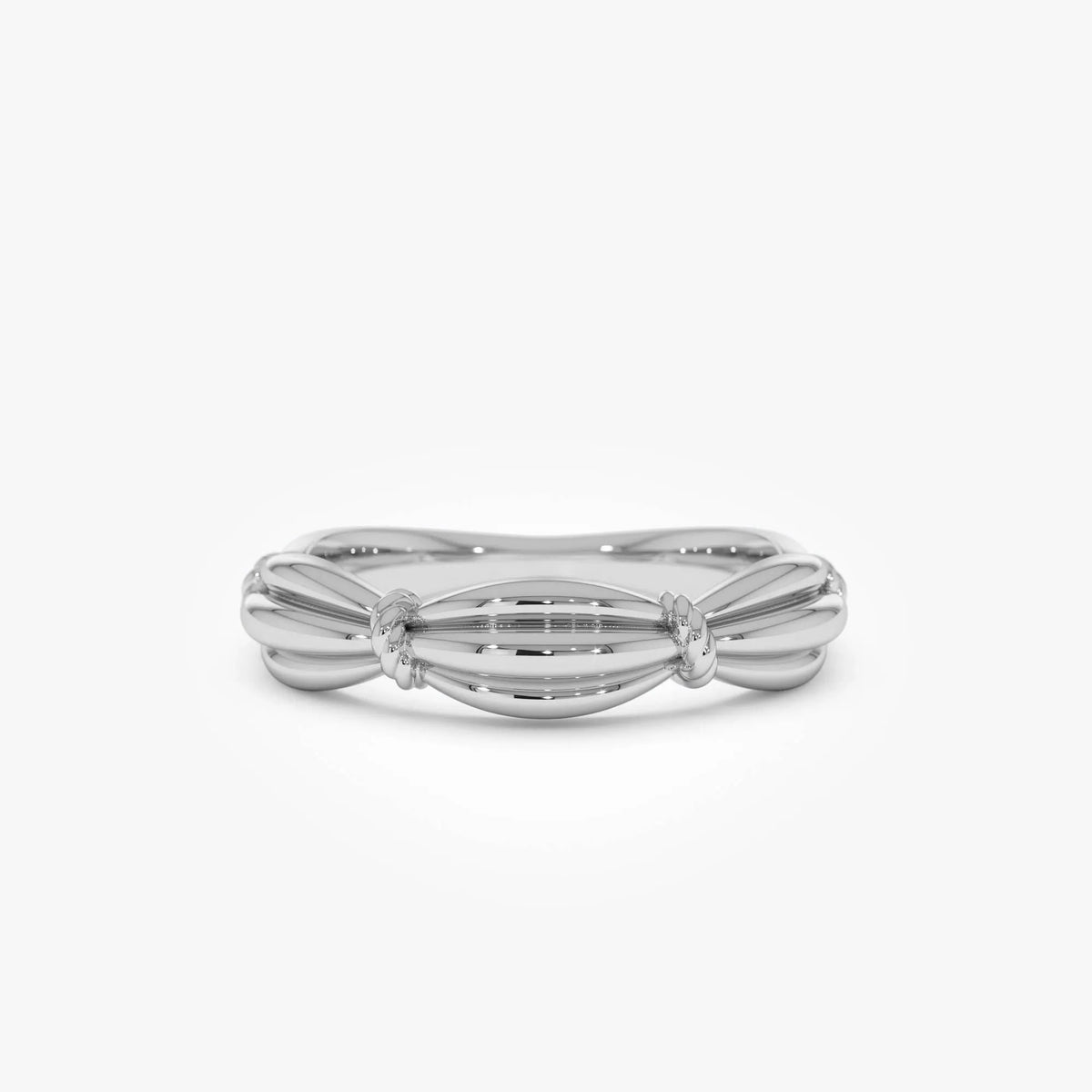 14k Gold Textured Knot Ring Wide Statement Band