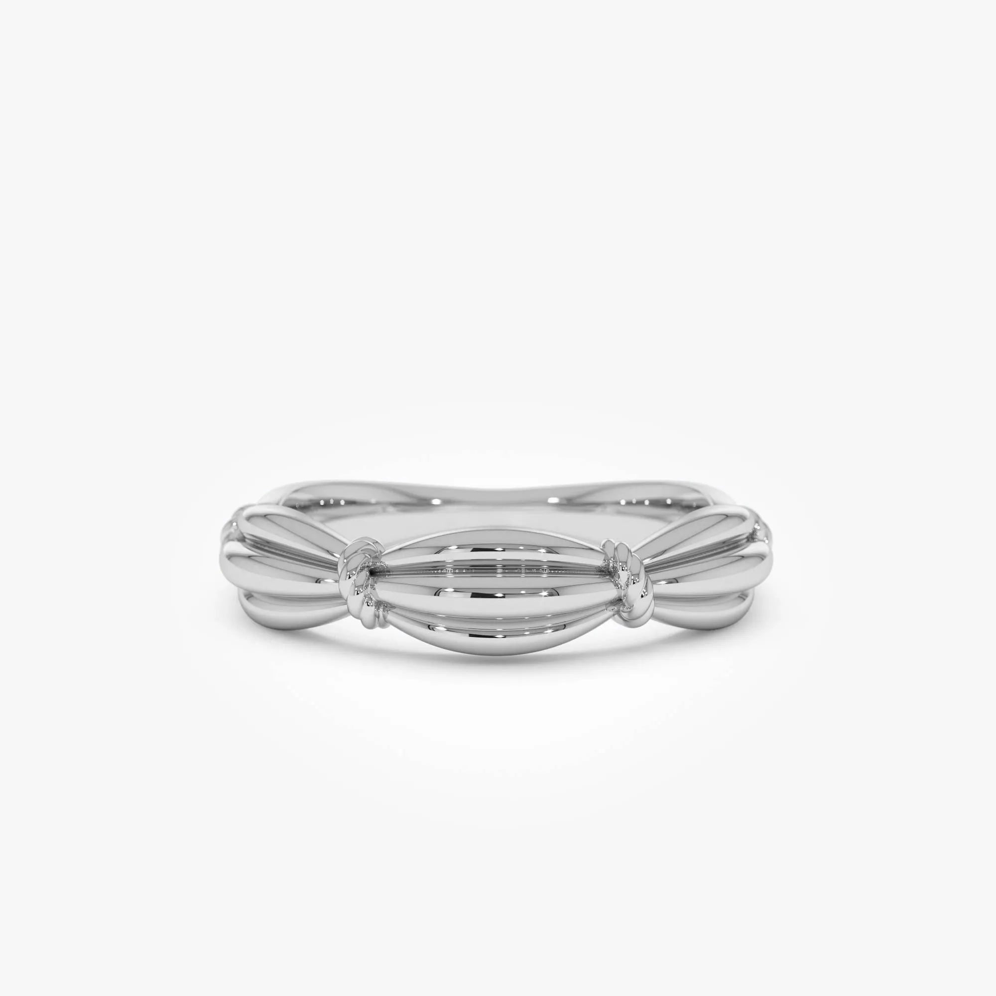 14k Gold Textured Knot Ring Wide Statement Band