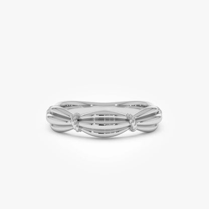 14k Gold Textured Knot Ring Wide Statement Band
