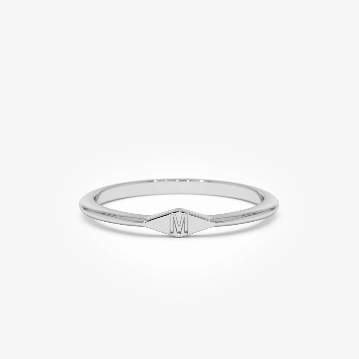 14k Gold Diamond Shape Initial Ring Graduated Band