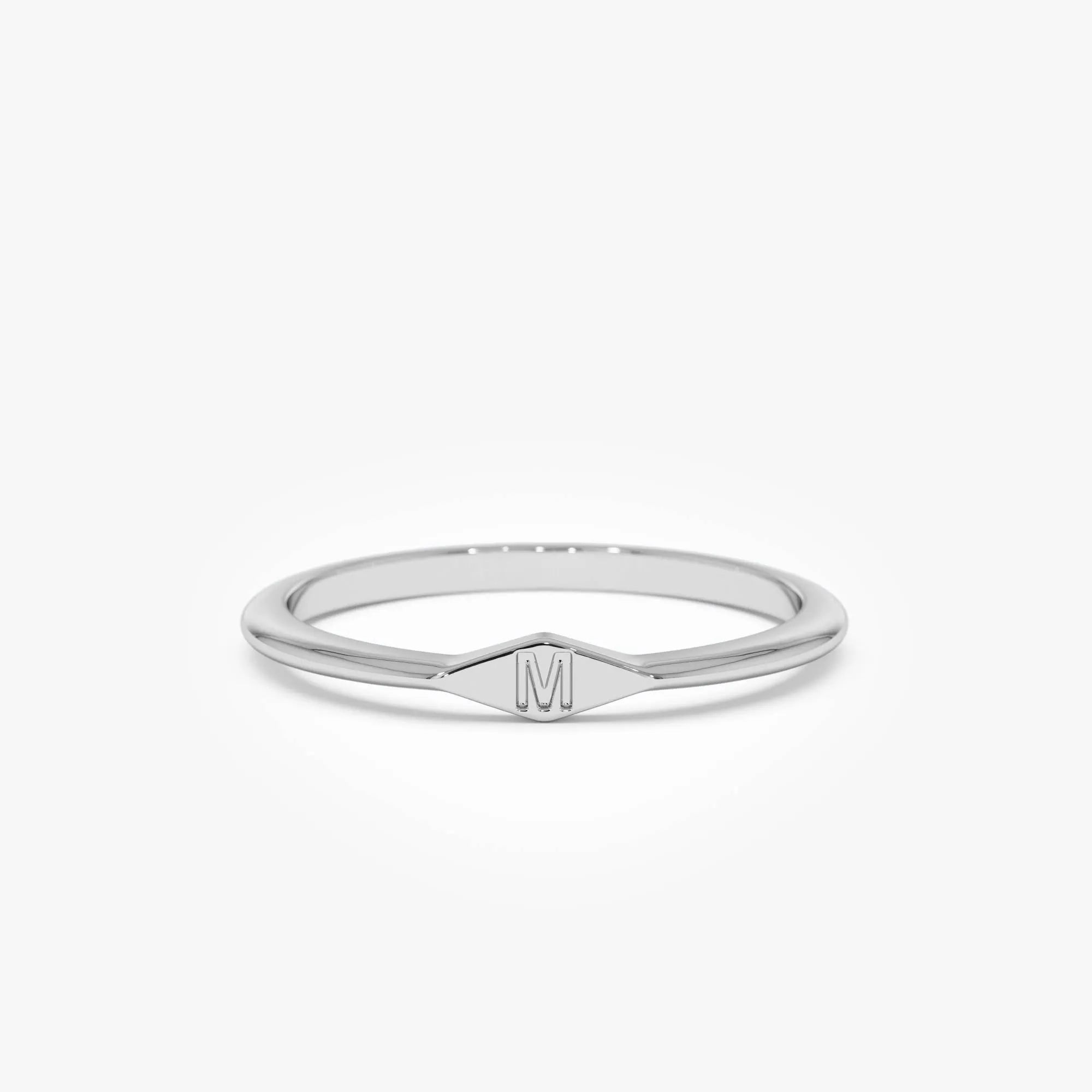 14k Gold Diamond Shape Initial Ring Graduated Band