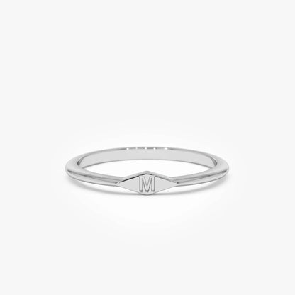 14k Gold Diamond Shape Initial Ring Graduated Band