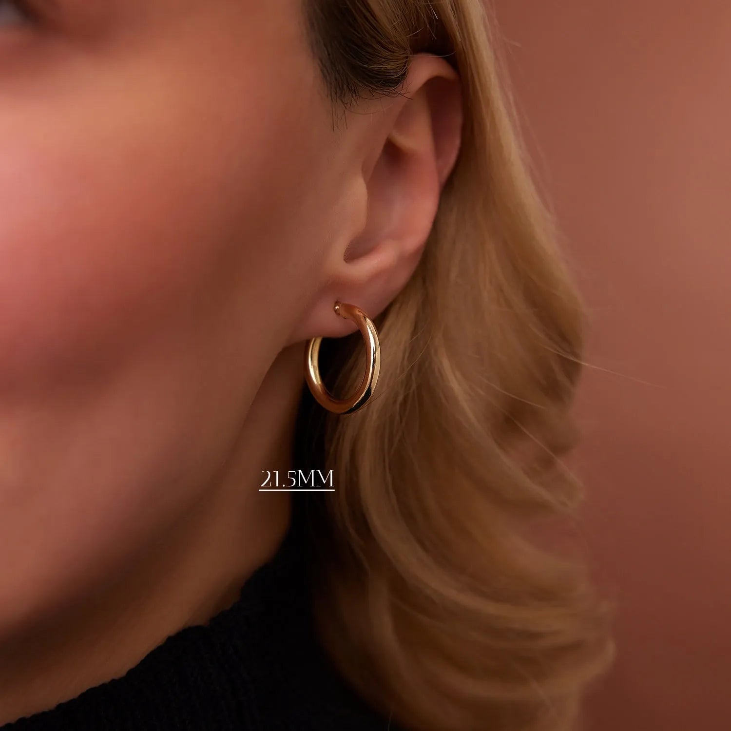 14k Solid Gold Round Hoop Earrings 3mm Thick Polished
