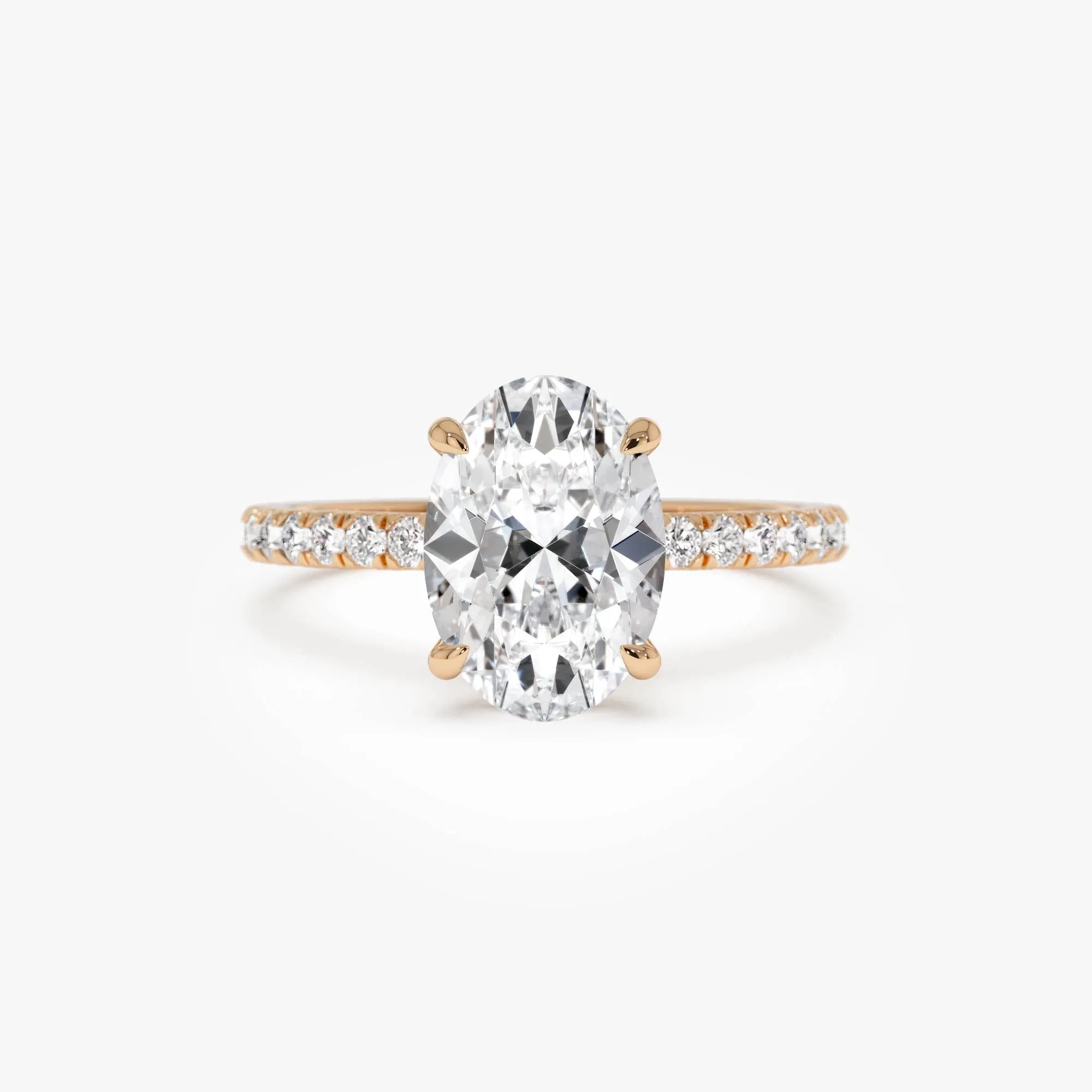 14k Gold Lab Grown Diamond Oval Cut Engagement Ring Hidden Halo Pavé 2.40 ctw IGI Certified Vivara