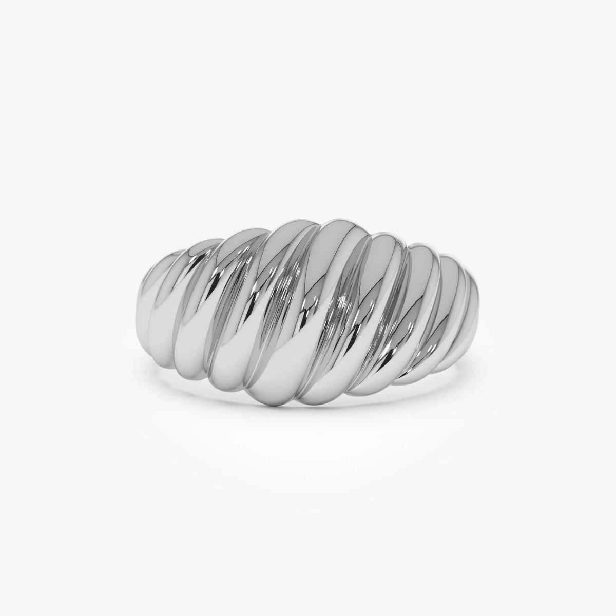 14k Gold Swirl Dome Bold Statement Ring Wide Graduated Band