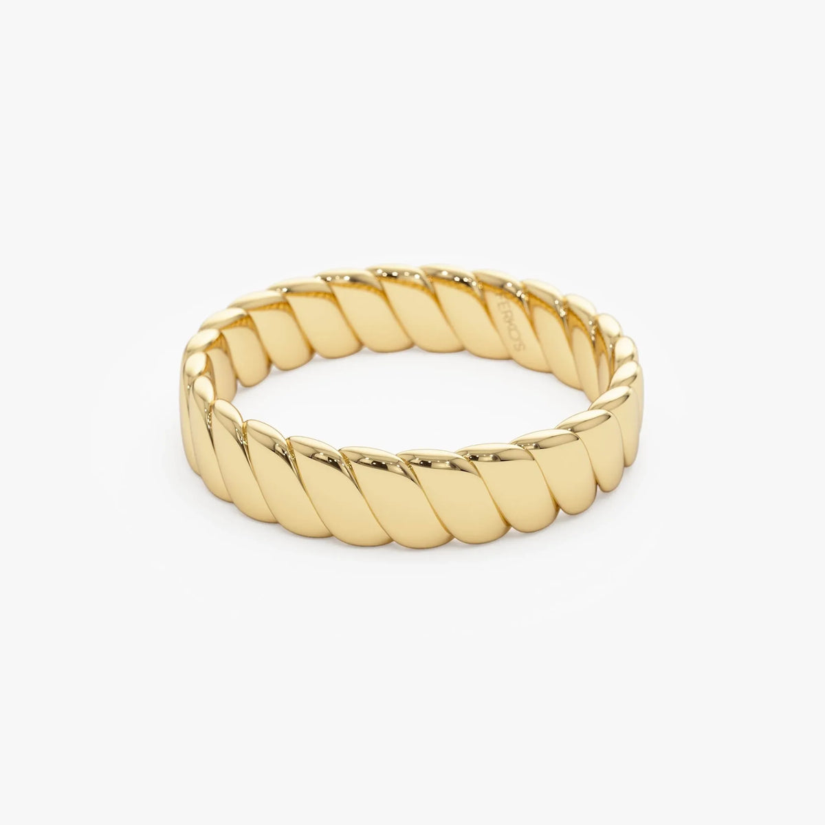 14k Solid Gold Twisted Bold Band Ring 4mm Width Minimalist Design